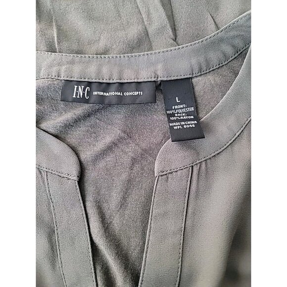 INC Macys Blouse Sz L Green Lightweight Sheer Front Back 100% Rayon Sleeveless - Picture 7 of 12